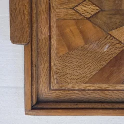 Art Deco Tablett Intarsien & Glas, Frankreich, 1950er