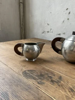 Art Deco Teekannen aus Zinn von René Delavan, 1920er, 4er Set