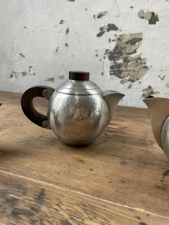 Art Deco Teekannen aus Zinn von René Delavan, 1920er, 4er Set