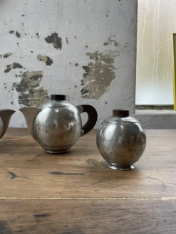 Art Deco Teekannen aus Zinn von René Delavan, 1920er, 4er Set