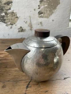Art Deco Teekannen aus Zinn von René Delavan, 1920er, 4er Set