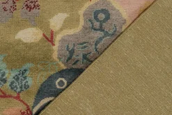 Art Deco Teppich im chinesischen Stil in Rosa und Grün mit bunten Blumenmustern von Rug&Kilim