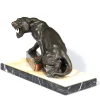 Art Deco Tiger, 1930, Patinierte Bronze auf Marmor und Onyx