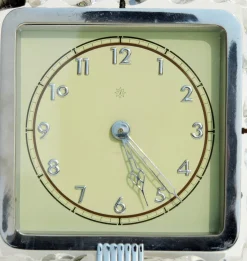 Art Deco Torchon Tischuhr aus gedrehtem Muranoglas von Venini, 1930er