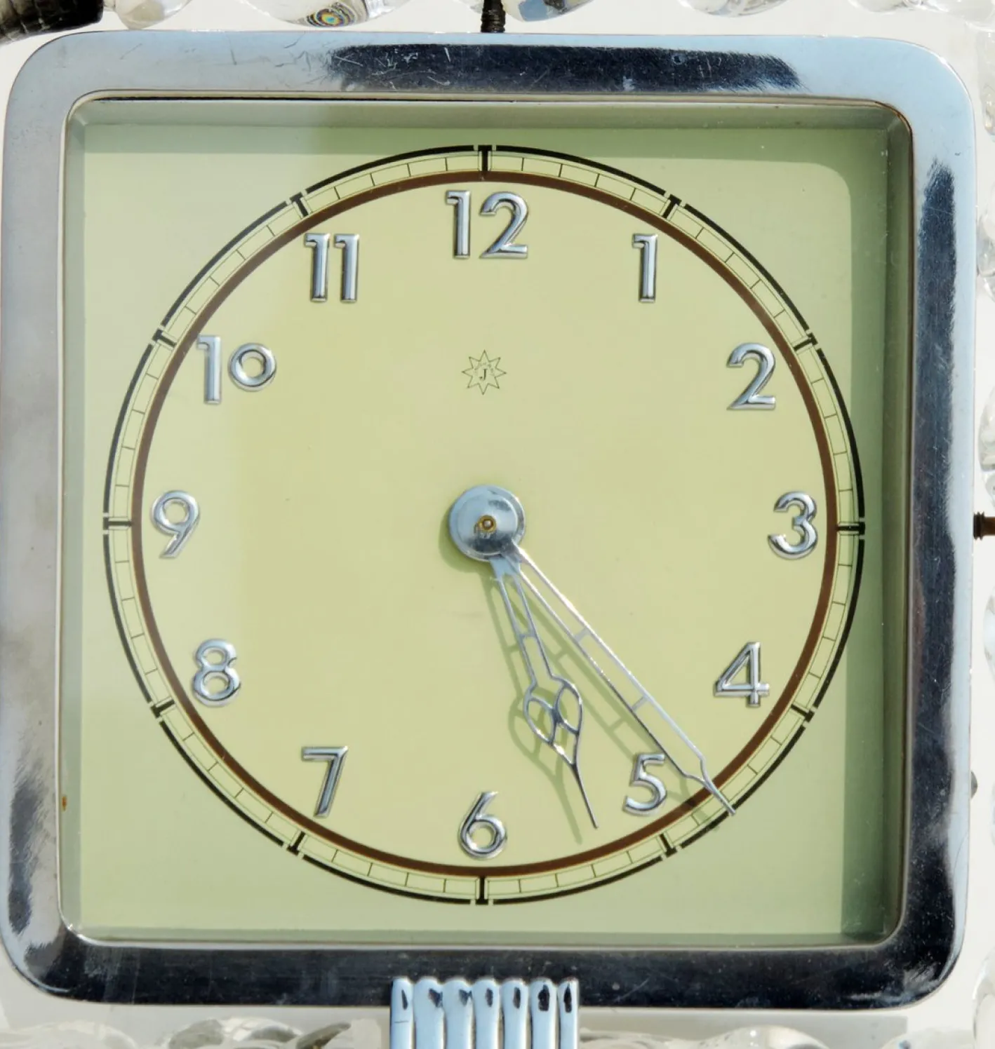 Art Deco Torchon Tischuhr aus gedrehtem Muranoglas von Venini, 1930er