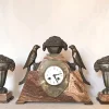 Art Deco Uhr mit Kassetten aus Marmor, 3er Set
