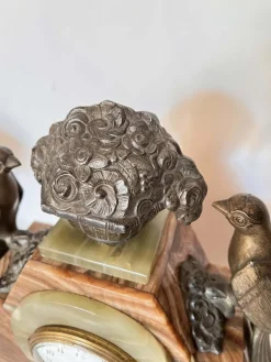 Art Deco Uhr mit Kassetten aus Marmor, 3er Set