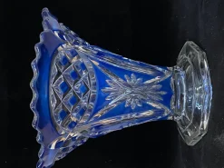 Art Deco Vase aus blauem Kristallglas, 1920