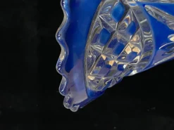 Art Deco Vase aus blauem Kristallglas, 1920