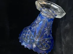 Art Deco Vase aus blauem Kristallglas, 1920