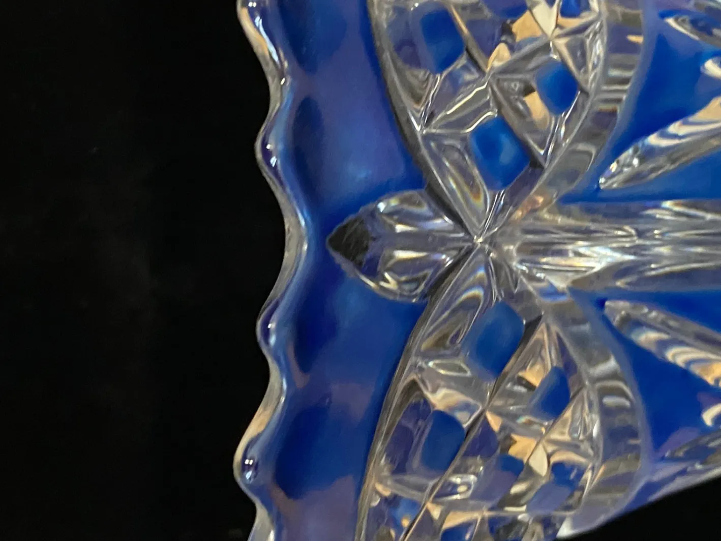 Art Deco Vase aus blauem Kristallglas, 1920