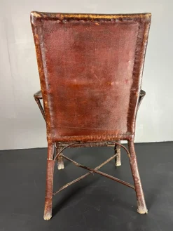 Art Deco Wabi Sabi Colonial Armlehnstuhl aus Rattan & Kunstleder, 1920er