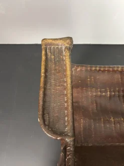 Art Deco Wabi Sabi Colonial Armlehnstuhl aus Rattan & Kunstleder, 1920er