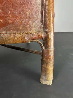 Art Deco Wabi Sabi Colonial Armlehnstuhl aus Rattan & Kunstleder, 1920er