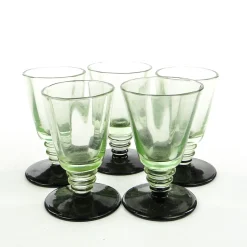 Art Deco Wodka Schnapsgläser Hortensja Glassworks, Polen, 1950er, 5 . Set