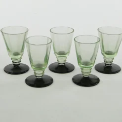 Art Deco Wodka Schnapsgläser Hortensja Glassworks, Polen, 1950er, 5 . Set