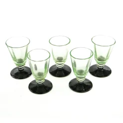 Art Deco Wodka Schnapsgläser Hortensja Glassworks, Polen, 1950er, 5 . Set