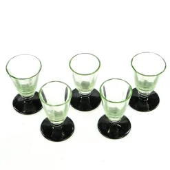 Art Deco Wodka Schnapsgläser Hortensja Glassworks, Polen, 1950er, 5 . Set