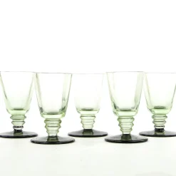 Art Deco Wodka Schnapsgläser Hortensja Glassworks, Polen, 1950er, 5 . Set