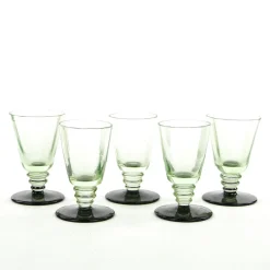 Art Deco Wodka Schnapsgläser Hortensja Glassworks, Polen, 1950er, 5 . Set