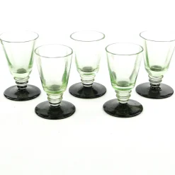 Art Deco Wodka Schnapsgläser Hortensja Glassworks, Polen, 1950er, 5 . Set