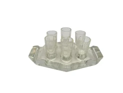 Art Deco Wodka Schnapsgläser von Hortensja Glassworks, Polen, 1950er, 7er Set