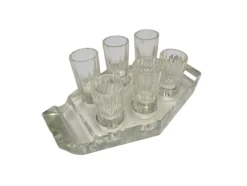 Art Deco Wodka Schnapsgläser von Hortensja Glassworks, Polen, 1950er, 7er Set