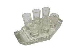 Art Deco Wodka Schnapsgläser von Hortensja Glassworks, Polen, 1950er, 7er Set