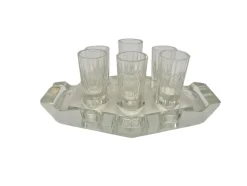 Art Deco Wodka Schnapsgläser von Hortensja Glassworks, Polen, 1950er, 7er Set
