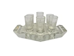 Art Deco Wodka Schnapsgläser von Hortensja Glassworks, Polen, 1950er, 7er Set