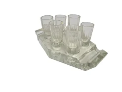 Art Deco Wodka Schnapsgläser von Hortensja Glassworks, Polen, 1950er, 7er Set