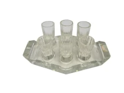 Art Deco Wodka Schnapsgläser von Hortensja Glassworks, Polen, 1950er, 7er Set