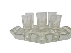 Art Deco Wodka Schnapsgläser von Hortensja Glassworks, Polen, 1950er, 7er Set