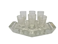 Art Deco Wodka Schnapsgläser von Hortensja Glassworks, Polen, 1950er, 7er Set