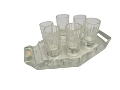 Art Deco Wodka Schnapsgläser von Hortensja Glassworks, Polen, 1950er, 7er Set