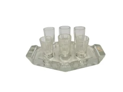 Art Deco Wodka Schnapsgläser von Hortensja Glassworks, Polen, 1950er, 7er Set