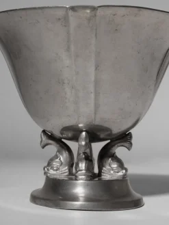 Art Deco Zinnschale in Delfin-Optik von GAB, Schweden, 1935