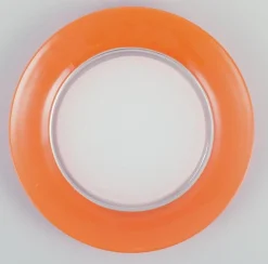 Art Glasteller aus Orangefarbenem & Weißem Glas von Duralex, Frankreich, 1970er, 4 . Set