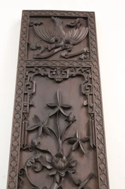 Asiatische geschnitzte Holzsäulen, 1890er, 2er Set