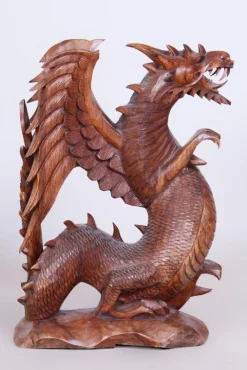 Asiatische Vintage Statue aus lackiertem Holz, 1930er