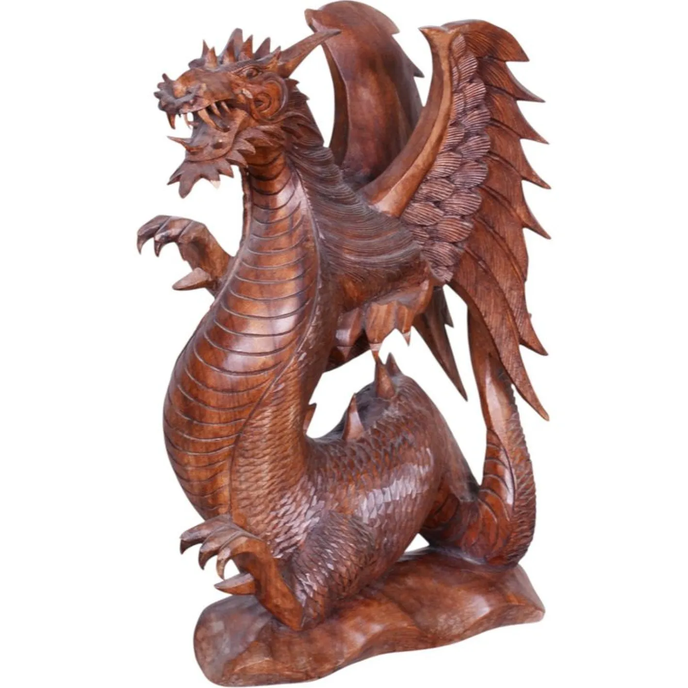 Asiatische Vintage Statue aus lackiertem Holz, 1930er