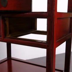 Asymmetrisches chinesisches Bücherregal in Rotem Lack