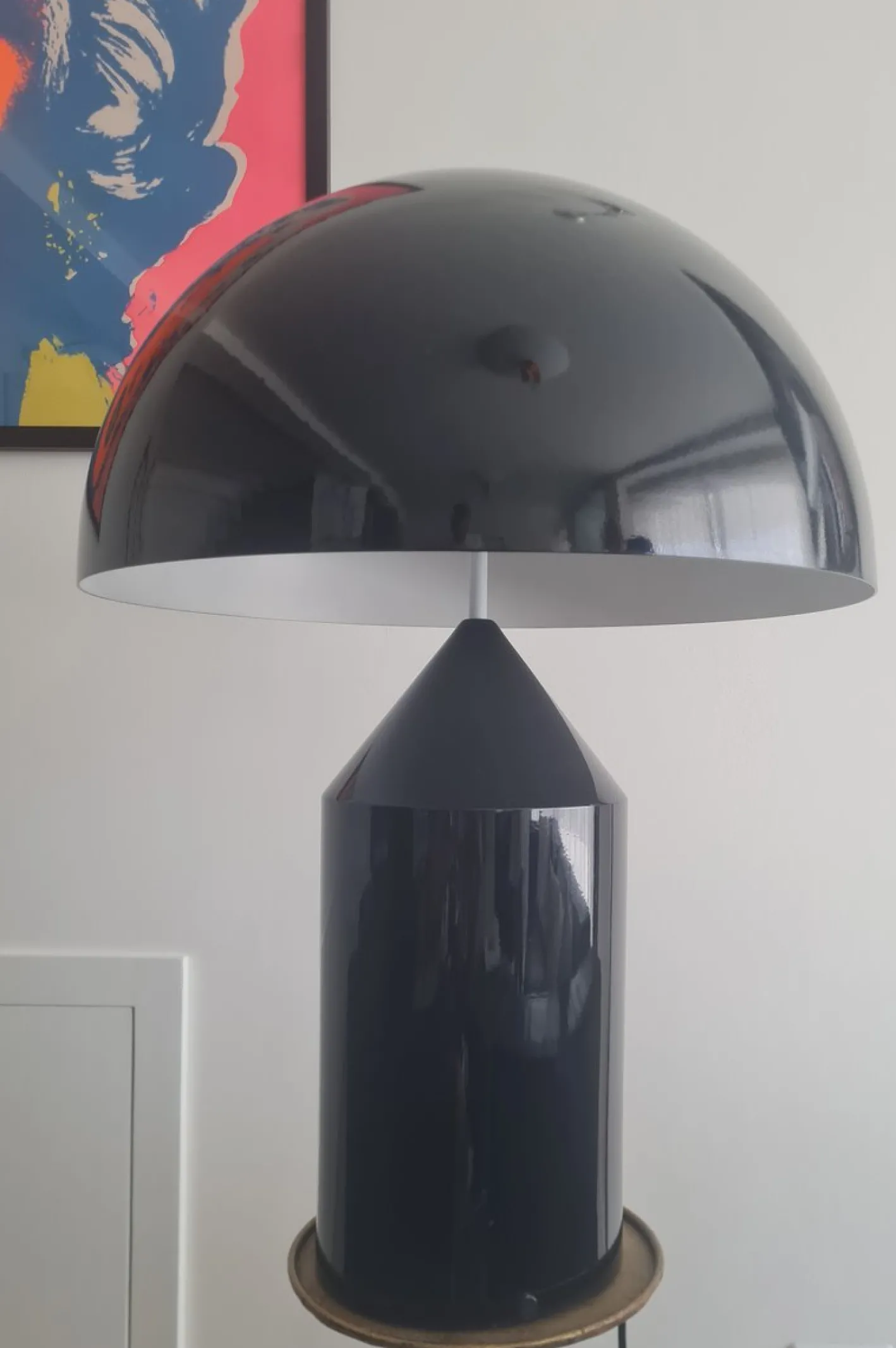 Atollo Modell 233 Tischlampe aus schwarz lackiertem Aluminium von Vico Magistretti für Oluce, 1977