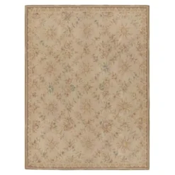 Aubusson Teppich in Beige mit bunten Blumenmustern von Rug&Kilim