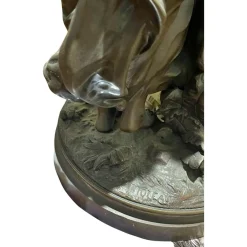 Auguste Moreau, Junges Mädchen mit Blumenkorb, 19. Jh., Bronze