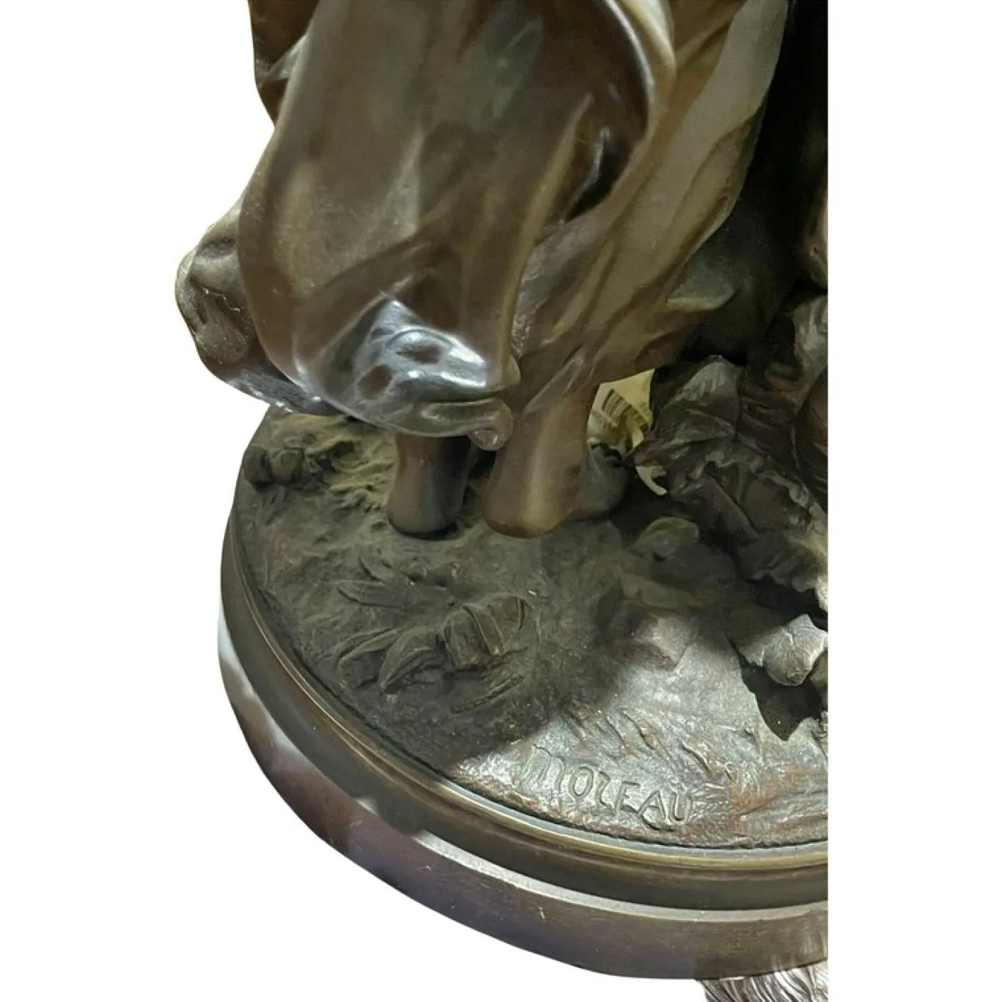 Auguste Moreau, Junges Mädchen mit Blumenkorb, 19. Jh., Bronze