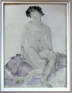 Auguste Rodin, Akt, Aquarell und Kohlezeichnung, 1890er-1910er
