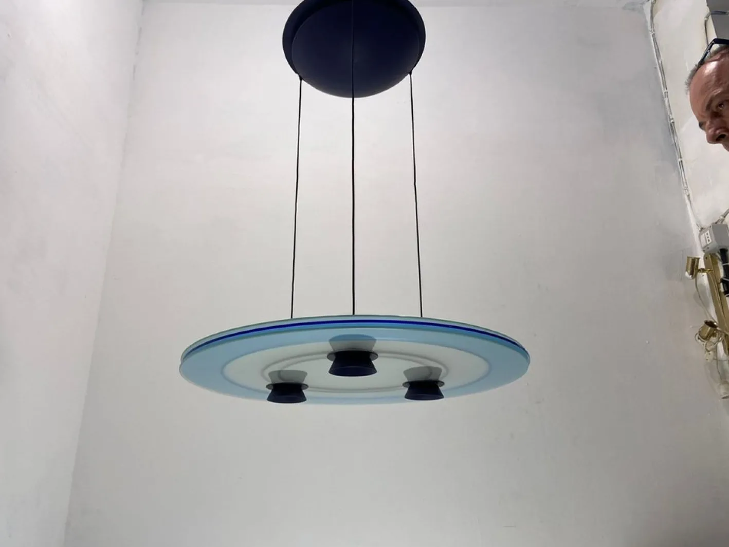Aurora Glas Hängelampe von Arteluce, 1980er