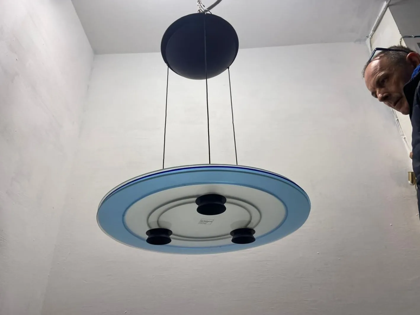 Aurora Glas Hängelampe von Arteluce, 1980er