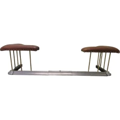 Ausziehbarer Art Deco Club Fender aus Stahl & Leder, 1920